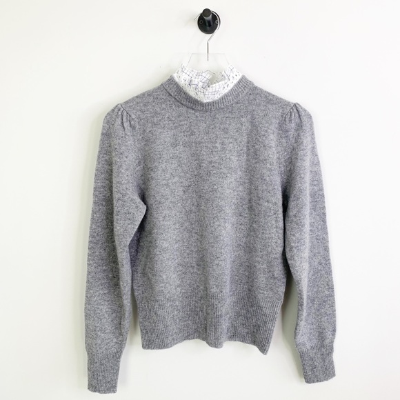 Sandro Carone Sweater Grey Wool Ruffle neck Small - Picture 3 of 9